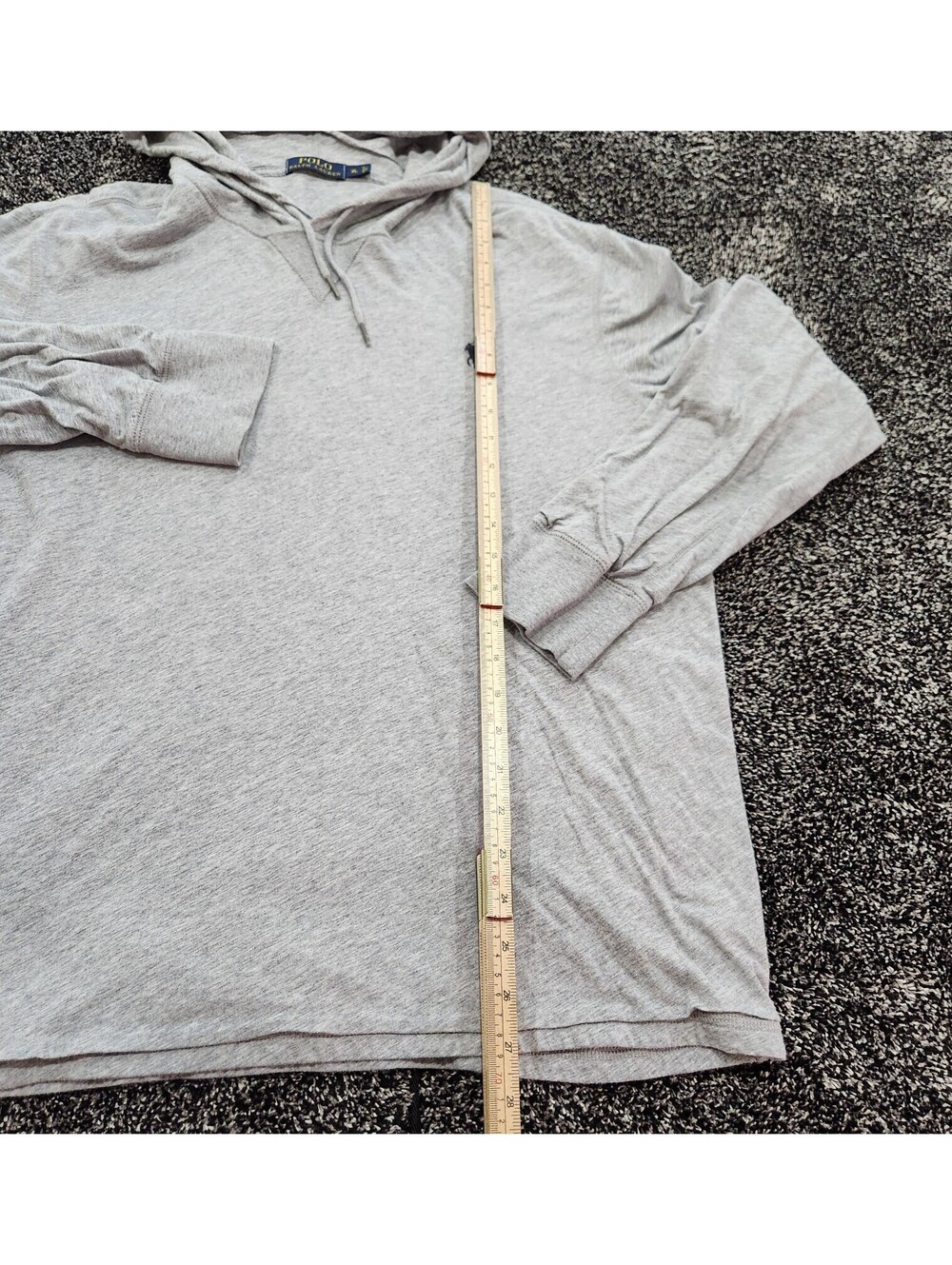 Polo Ralph Lauren Men Gray Hoodie Pullover Long Sleeve Pony Light Weight Size XL - Picture 4 of 10